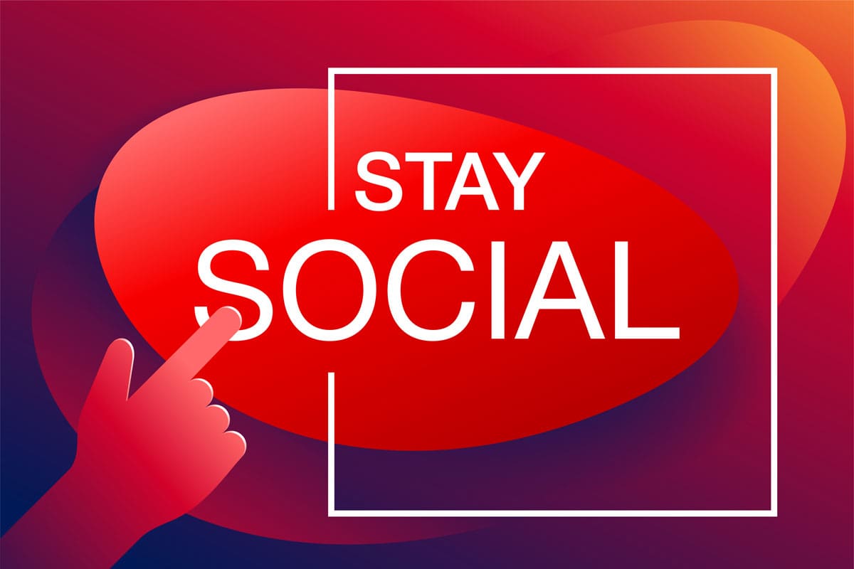 Stay Social - motivating banner for subscribing and following IIS McAllen advertising agency.